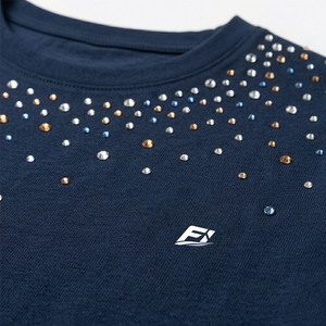 Women Clothing Crystals <b>Rhinestone</b> Crop <b>Top</b> women's shirt Custom Logo Embellished Cotton Breathable Streetwear Oversized Fit - Product Image 4