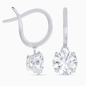 Pendientes de Aro con Diamantes Cultivados en Laboratorio Certificados por IGI, Oro Blanco de 14K, Diamantes Redondos Brillantes, Pendientes Colgantes Tipo Huggie, Joyería Fina - Product Image 4