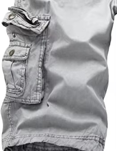 Men's Solid Cargo Shorts Mid <b>Waist</b> 100% Cotton Casual High Quality Breathable High Street Style <b>Jeans</b> for Sale - Product Image 6