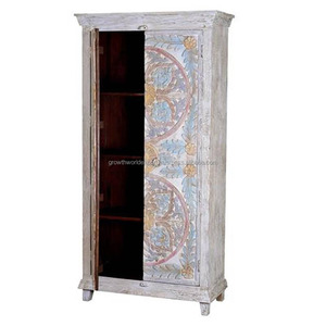 Sculpture en bois Almirah 100% en bois massif fait à la main en vrac produit armoire de rangement meubles Almirah armoire produit en vrac fait à la main - Product Image 1