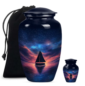 Dark Blue Cremation Urn Decorative <b>Ashes</b> Vase Cosmic Horizon Tree Memorial <b>Keepsake</b> Urn - Product Image 2