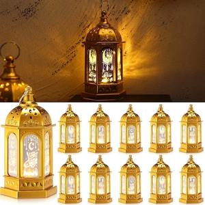 Lanterne LED dorée Ramadan Kareem, Eid Mubarak, lumière de bougie suspendue islamique, décoration de fête, lampe de table, cadeau - Product Image 5
