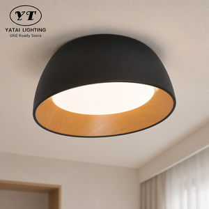 Plafonnier LED rond noir moderne en fer et acrylique, dimmable, à montage en surface, avec télécommande, pour chambre et salon - Product Image 1
