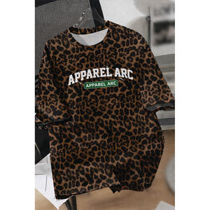 Camiseta Extra Grande con Estampado de Leopardo Personalizada, Venta al Por Mayor OEM, Proveedor de Camisetas Gráficas de Algodón para Mujer, Ropa Casual Urbana - Product Image 1