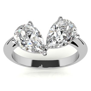 2.5 TCW Pear Cut Toi Et Moi <b>Ring</b> 18K White Gold Engagement <b>Ring</b> Moissanite <b>Two</b> <b>Stone</b> Wedding Statement <b>Ring</b> - Product Image 1