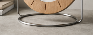 Minimalist Circular Wall <b>Clock</b> With Wooden Frame Marble Dial Silent Quartz Movement Needle Display - Product Image 2
