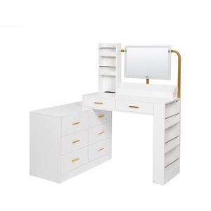 Commode blanche moderne à 8 tiroirs avec large coffre de rangement, table de maquillage robuste et sécurisée pour chambre à coucher, grand espace de rangement - Product Image 5