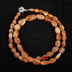 Natural Sunstone Smooth Nugget Beaded Choker <b>Necklace</b> <b>Handmade</b> Irregular Shape Loose Gemstone Beads <b>Necklace</b> For Women Gift - Product Image 4