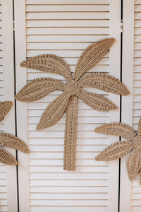 Vietnam Handmade Rattan Palm Tree <b>Wall</b> <b>Decor</b> Set of 3 Tropical <b>Wicker</b> Nursery <b>Wall</b> Decoration Manufacturer - Product Image 3