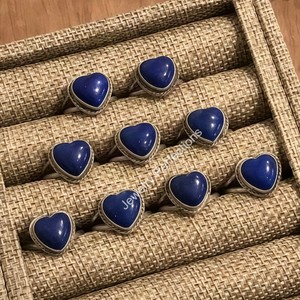 Heart Shape <b>Lapis</b> <b>Lazuli</b> 925 Silver Plated Gemstone <b>Rings</b> Classic Engagement Jewelry Unisex December Birthstone - Product Image 4