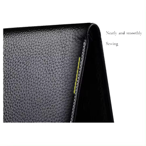 Portefeuille en cuir véritable pour homme, design court pliable, protection RFID, style minimaliste, usage quotidien, couleur noire - Product Image 2
