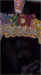 Colgante de Moissanita Personalizado con Letras VVS en Plata 3D, Pasa la Prueba del Diamante, para Hombre, Cadena Incluida - Product Image 3