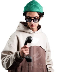 Sweat à capuche bicolore de luxe pour hommes 400 GSM surdimensionné 100% coton épais français bloc éponge contraste sweat pour l'hiver - Product Image 1