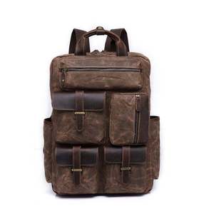 Vintage <b>Canvas</b> <b>Backpack</b> Unisex Softback 20-37L Zipper Closure Functional Daily Use Arcuate Shoulder Strap - Product Image 2
