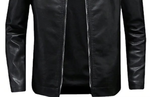 Chaqueta de Cuero Personalizada para Hombre, Cuello Alto, Ajustada, de Cuero PU, Estilo Motociclista, Casual, Chaqueta de Cuero para Motociclista - Product Image 5
