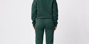 Ensemble de survêtement 2 pièces respirant 100 % coton pour femme avec pull demi-zip et pantalon de jogging pour l'automne - Product Image 6