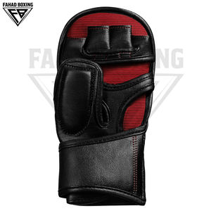 ถุงมือชกมวย MMA สีแดงดำตัดกัน น้ำหนักเบา กันลื่น ผลิตจากวัสดุหนัง บริการ OEM คุณภาพพรีเมียม ผลิตด้วยมือใหม่ - Product Image 4