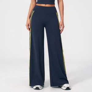 Leggings de Yoga de Cintura Alta con Pierna Ancha, Color Sólido, Transpirables, Cintura Elástica, Sin Costuras, de Spandex y Nailon, Largos, para Mujer - Product Image 3