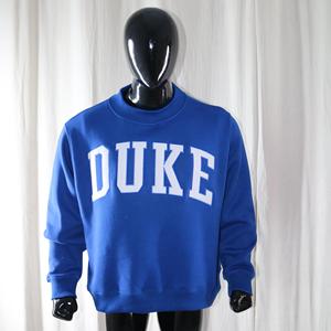 DUKE BLUE <b>Mock</b> <b>Neck</b> Sweatshirt 100% WHITE Applique Embroidery wide <b>neck</b> Sweatshirt Finer Threads - Product Image 2