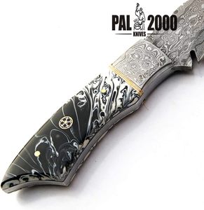 Couteaux de chasse KNI-9399, couteau Bowie en acier Damas fait main avec étui en cuir - Product Image 2