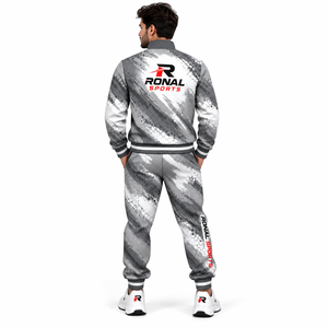 Survêtement Homme RONAL SPORTS à Fermeture Éclair Intégrale, Imprimé Géométrique, Respirant, en Polyester, Vêtement de Sport Automne, Coupe Classique, Poches Latérales - Product Image 4