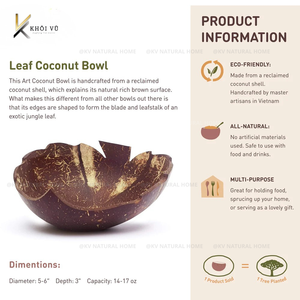500ml Reclaimed <b>Coconut</b> Shell Bowl with Polished Leaf Design Handmade Eco-Friendly Vietnamese Factory <b>Cups</b> for Ice Cream Snacks - Product Image 4
