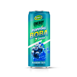Wana Popping Boba Drink Mixed Berry Taste Puree Colored 320ML Can Energy Boost Ready to Drink - Product Image 2