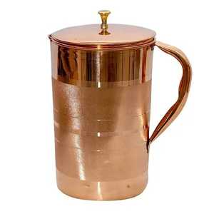 Lidded Pure Copper Water Jug Handcrafted Metal <b>Beverage</b> <b>Dispenser</b> Server Table Drinkware Pot - Product Image 1