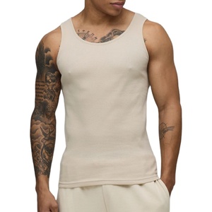 Muscle Athletic <b>Singlet</b> Men's <b>Running</b> Outdoor Fashion Blank Logo High Street Wholesale Ribbed Elastane Tank Top For Summer - Product Image 2