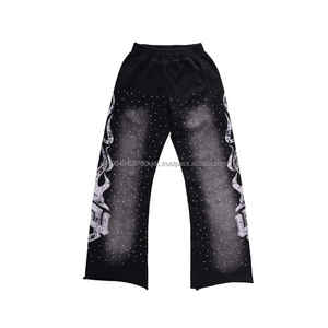Personnalisé Y2K Designer Droite Lâche Full Rhinestone Sun Fade Print Botte Cut Distressed Vintage Mans Flared Baggy Pants - Product Image 2