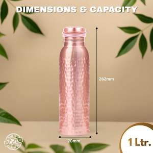 100% Pure Copper <b>Water</b> Bottle Ayurvedic Copper Bottle for Drinking <b>Water</b> 34 oz Handmade Office & Daily Hydration - Product Image 6