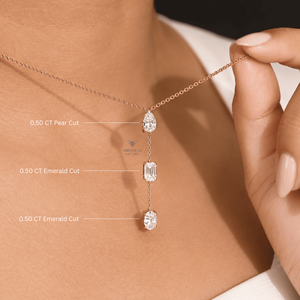 Collar con Colgante de Diamantes de Varias Formas de 1.50 CTW para Mujer, Collar de Diamantes con Corte Oval, Pera y Esmeralda en Oro Sólido de 14K, Regalo de Aniversario - Product Image 2