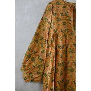 Vestido Largo de Algodón 100% Hecho a Mano con Estampado de Bloques, Cintura Natural, Estilo Boho Casual, Transpirable y Lavable para Otoño/Verano para Mujer - Product Image 2