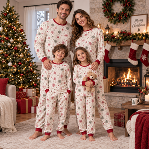 <b>Family</b> Christmas <b>Matching</b> Pyjamas Homewear Set Long Pants Sleepwear Front Logo Customizable Cotton High Quality - Product Image 4