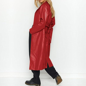 Winter Women's <b>Long</b> 2026 Latest Design Fashionable High Street Style Coats Real <b>Leather</b> <b>Jackets</b> Coats With-Belt OEM Service - Product Image 3