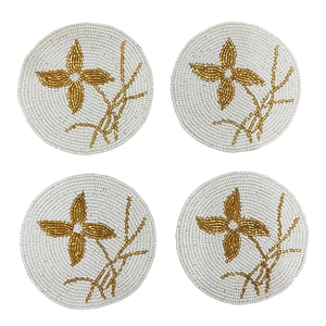 Customized Handmade Embroidered Glass <b>Beads</b> Drink <b>Coasters</b> Colorful Scallop Design Decorative Promotional Custom - Product Image 6