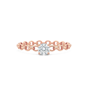 Bague de mode minimaliste en or massif 10K, avec diamant de laboratoire rond couleur DEF, clarté VS VVS, style maillon de chaîne, bague de fiançailles - Product Image 2