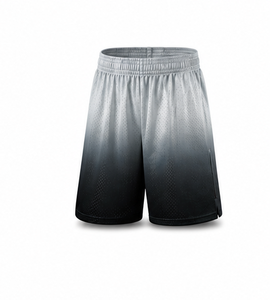 Shorts de sport gris et noir unis pour hommes, séchage rapide, respirants, taille élastique, en tissu peigné, pour l'entraînement et le sport - Product Image 1