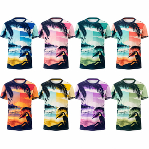 T-shirt Homme Personnalisé à Manches Courtes Col Rond Coupe Classique en Polyester 100% Respirant Écologique Séchage Rapide Impression Sérigraphique Tropicale OEM Privé - Product Image 2