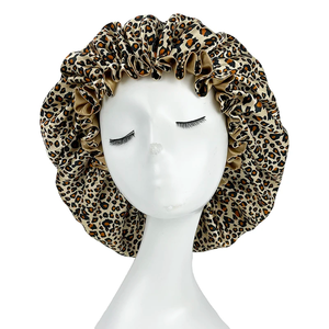 Gorro de satén sedoso de doble capa grande para mujer, con estampado de belleza, para dormir, gorro para el cabello rizado y con volumen, venta al por mayor - Product Image 5