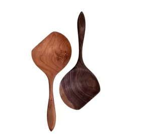 Très populaire, ensemble de 3 ustensiles en bois à long manche, motifs de bois assortis, cuillères à soupe et à mélanger pour la cuisine et les marmites profondes - Product Image 3