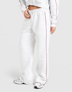 Ensemble de survêtement deux pièces pour femme, grande taille, personnalisé, gris, avec sweat à capuche et pantalon de jogging large à passepoil, respirant, style streetwear - Product Image 5