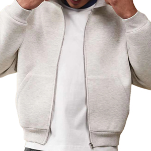 Sudadera con capucha personalizada al por mayor para hombre, con cremallera completa, forro polar grueso, estilo urbano, holgada, con bolsillos - Product Image 1