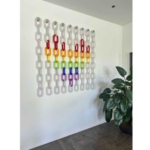 Jewel Tone Resin Chain Link Art Translucent <b>Acrylic</b> & Silver <b>Mirrored</b> Interlocked Loops - Product Image 4