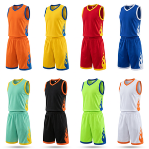Ensemble d'uniformes de basketball personnalisés par sublimation avec motif flamme pour adultes, unisexe, en polyester respirant, maillot et short d'équipe - Product Image 1