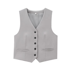 Chaleco Informal de Moda para Mujer, Diseño Personalizado al por Mayor, Color Gris, Cortavientos, Transpirable, Sin Mangas, con Bolsillos con Solapa, 2026 - Product Image 1