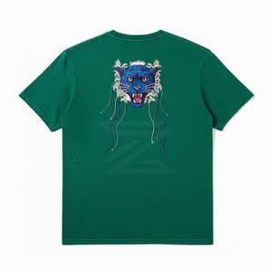 Camiseta de Algodón Estilo Vintage para Uso Diario, con Bordado Desgastado, Corte Holgado, Transpirable, Informal, Estilo Urbano - Product Image 6