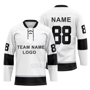 Custom Men's White Red Ice Hockey Jersey Front Logo Number Full Sleeve Breathable Mesh Sublimated 100% Polyester Quick Dry - Product Image 6
