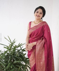 Export Quality Designer Women <b>Wedding</b> Festival Traditional <b>Modest</b> Ethnic Silk pink Floor-Length Quick Dry All Seasons Saree - Product Image 3