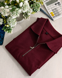 เสื้อโปโลคุณภาพสูงสีพื้นแบบขายส่ง รับสกรีนโลโก้ ผ้าฝ้ายผสมสแปนเด็กซ์ ไซส์ใหญ่สำหรับผู้ชาย คอซิป ¼  แบบสปอร์ต - Product Image 1